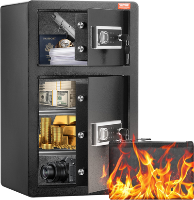 Vevor Safe Box 4.5 Cu. Ft. Double Door 5 Lock Bolts LED Light Dual Alarm System Key Lock and Password New