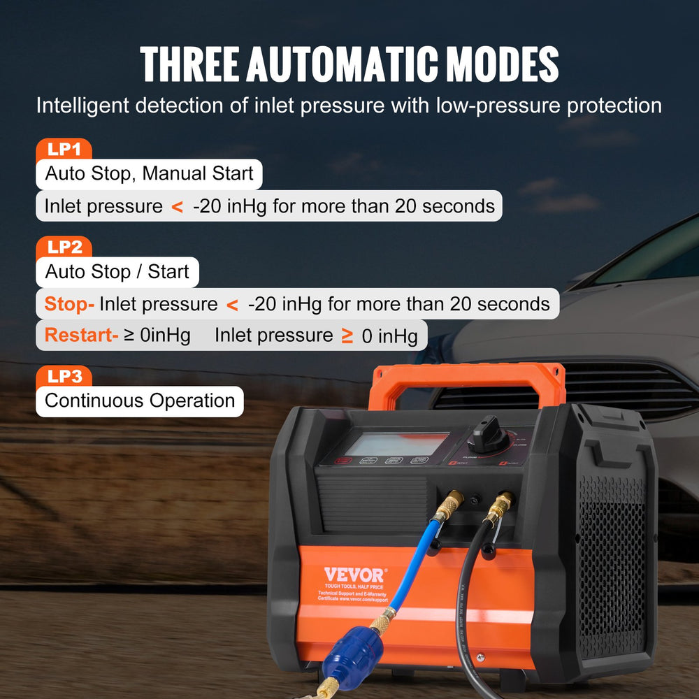 Vevor Refrigerant Recovery Machine 1HP Dual Cylinder Brushless Portable AC New