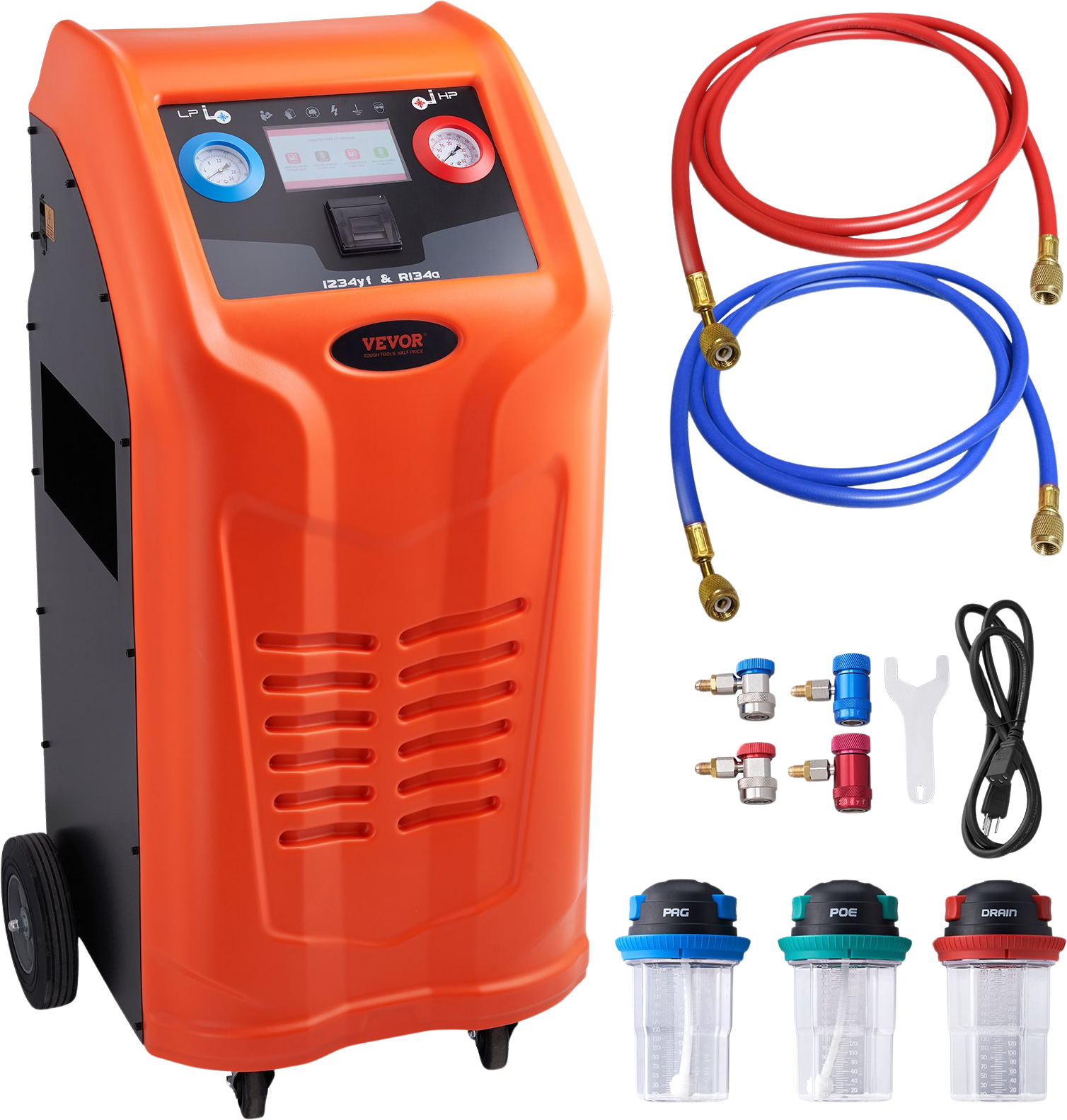 Vevor Fully Automatic Refrigerant Recovery Machine 1000W Dual Cylinder Built-in Compressor for R134A/R1234YF New