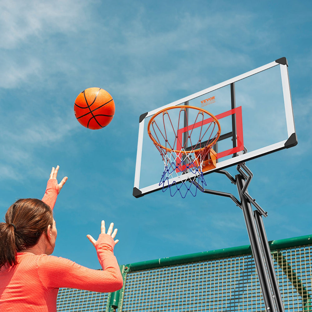 Vevor Basketball Hoop 7.6' to 10' Adjustable Height 50" Backboard with Stand Wheels and Fillable Base New