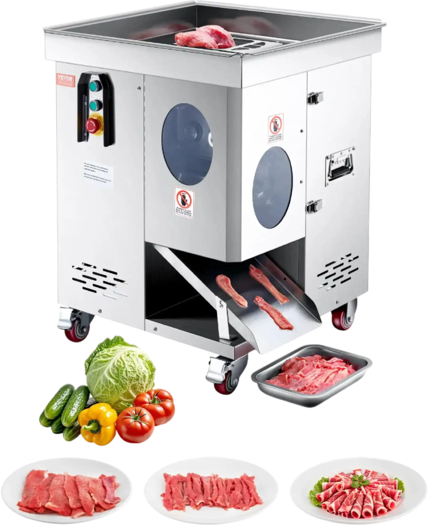 Vevor Commercial Electric Meat Slicer 1100W 5mm Blade 1102 Lb/H Output New