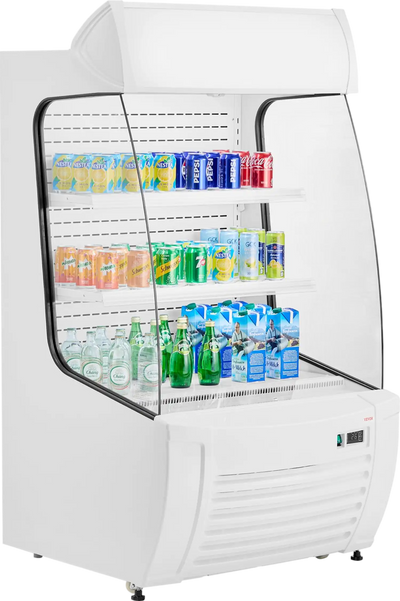 Vevor Open Air Merchandiser 12.7 Cu. Ft. 2-Tier Adjustable Shelves and Energy-Saving Curtain New