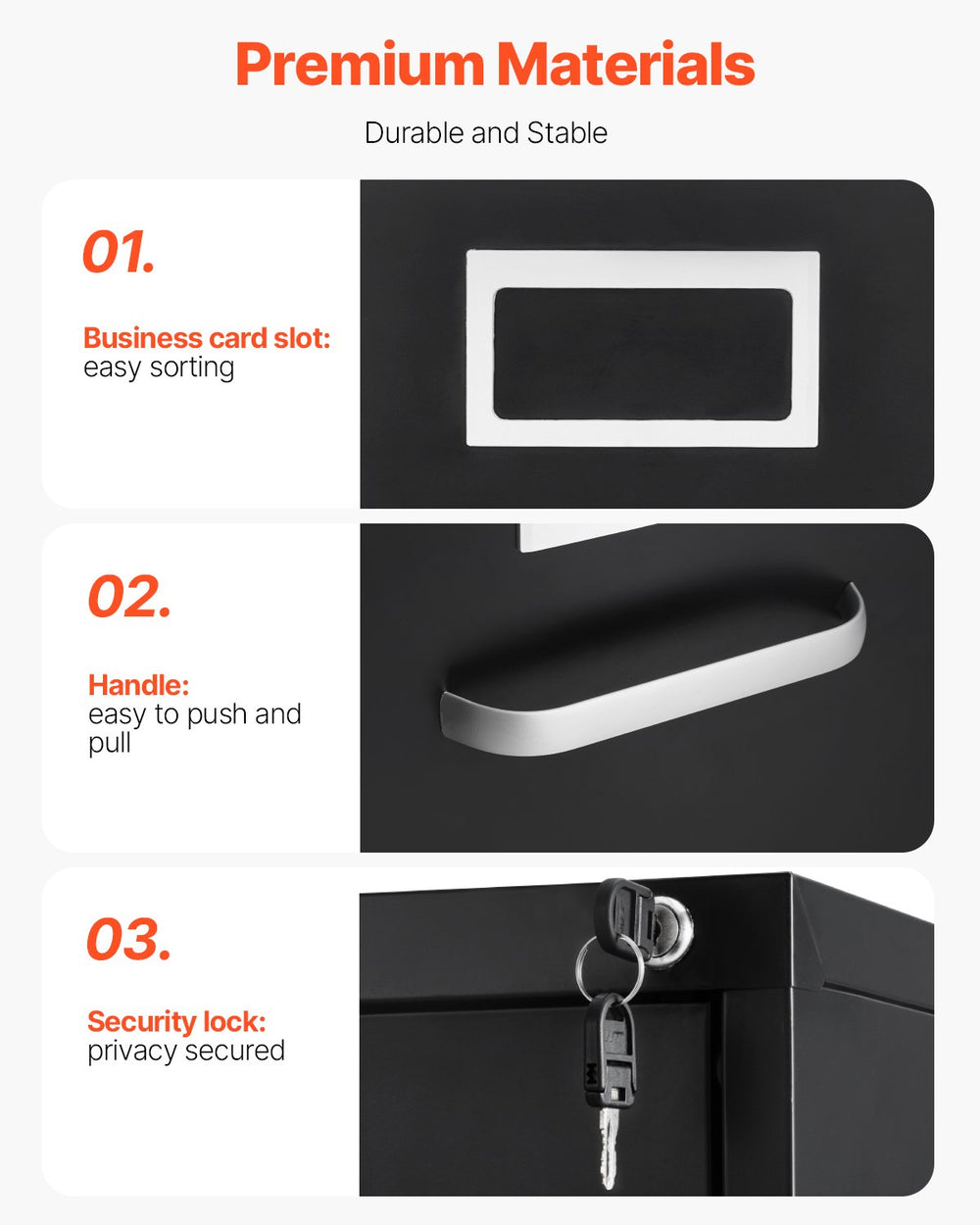 Vevor 4-Drawer Locking File Cabinet Vertical Metal Storage for A4/Letter/Legal Size Black New