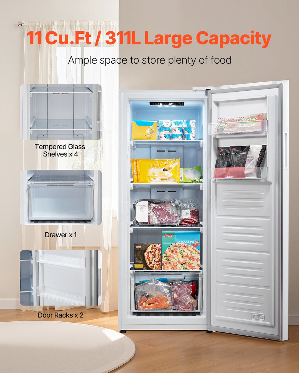 Vevor Convertible Freezer Refrigerator 11 Cu. Ft. Upright Frost Free with Digital Control New