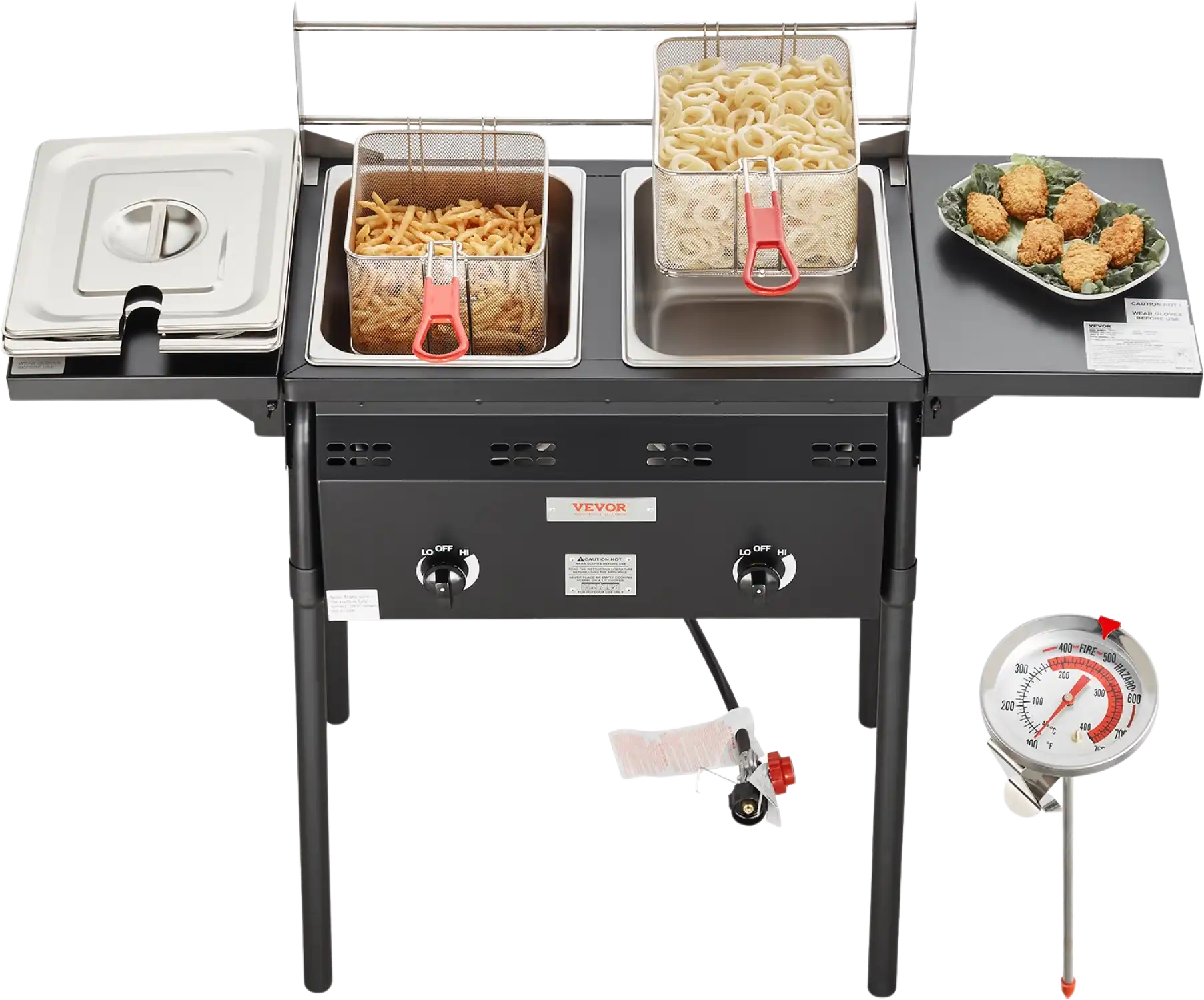 Vevor Commercial Outdoor Deep Fryer Double Burner Propane 16 qt 4 Gal Removable Baskets Stainless Steel New