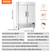 Vevor Commercial Freezer 44.21 Cu. Ft. Upright Reach-In 2 Doors 54.4" Stainless Steel 4 Shelves New