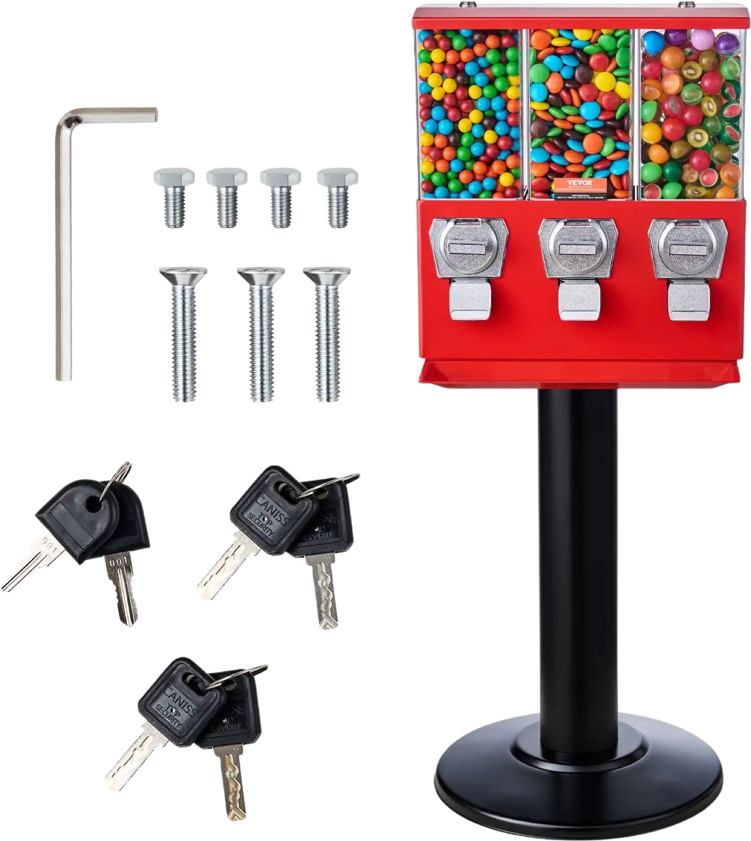 Vevor Commercial Vending Machine 3 Compartment Coin Operated Candy Dispenser with Stand New