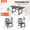 Vevor Patio Dining Set All-Weather Outdoor Table and Chairs 7 Piece Black New