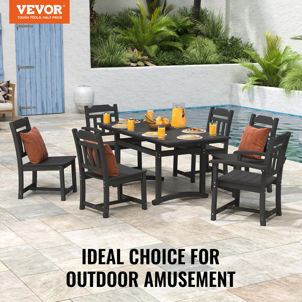 Vevor Patio Dining Set All-Weather Outdoor Table and Chairs 7 Piece Black New