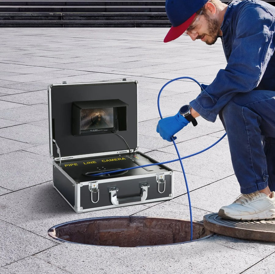 Vevor Pipeline Inspection Camera 165' Length 7" LCD Screen LED Lights 16GB SD Card New