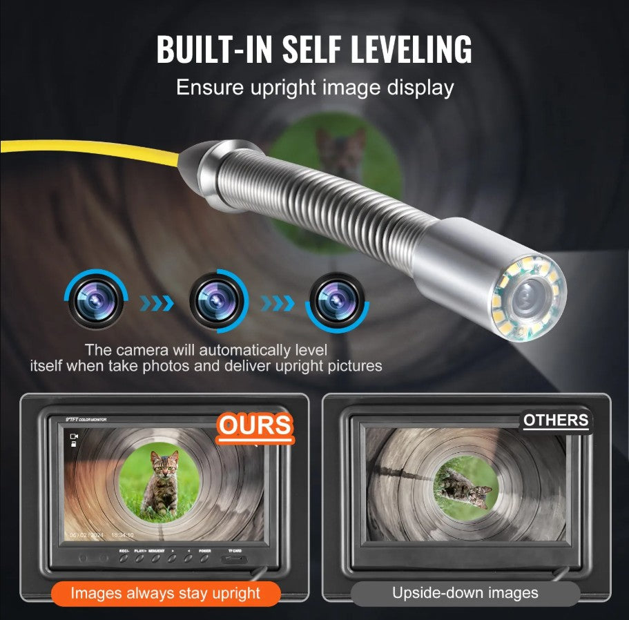 Vevor Self-Leveling Sewer Camera 98' with 512Hz Locator and 36X Zoom New