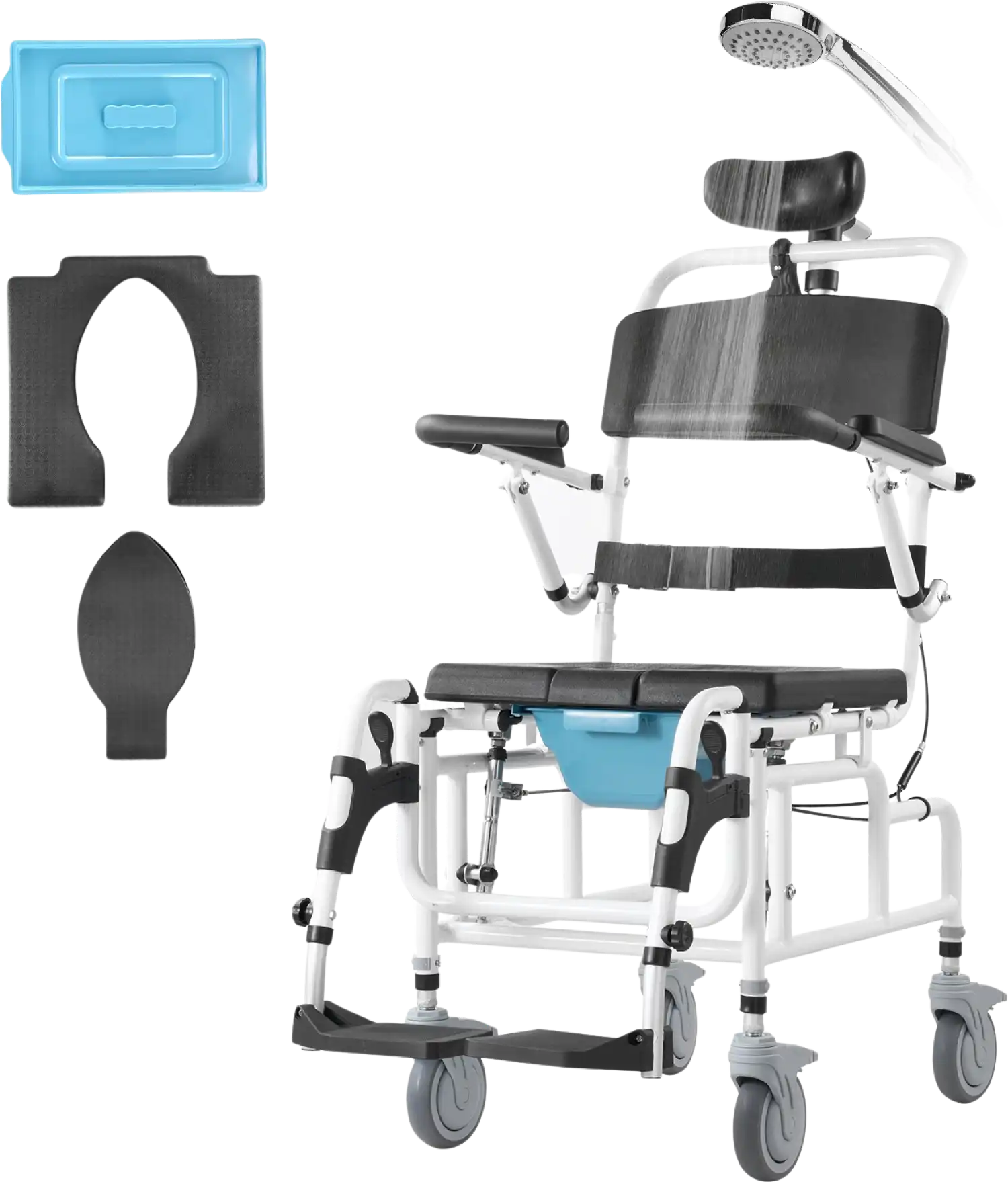 Vevor Shower Wheelchair with Commode Opening and Headrest 17.5