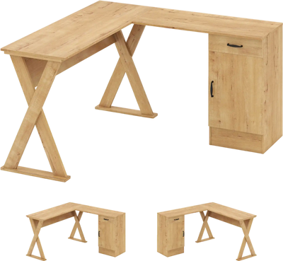 Costway L-Shaped Computer Desk Reversible Drawer Cabinet 20695384 New