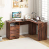 L-Shaped Computer Desk with Letter File Drawer-Walnut - Gallery View 1 of 10