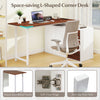 L-shaped corner desk with file cabinet, reversible design, power outlet, and heavy-duty metal frame for versatile.