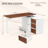 L-shaped desk with file cabinet, featuring a reversible design, power outlet, and spacious 54.5" desktop for efficient.