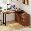 L-Shaped Desk with File Cabinet and Power Outlet Reversible Corner Computer Desk-Rustic Brown - Gallery View 1 of 10