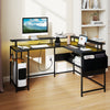 L-Shaped Gaming Desk with LED Lights and Power Outlets Home Office Computer Desk-Black - Gallery View 1 of 10