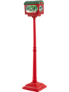 Christmas street lamp with sound-activated snow globe lantern, red, featuring festive lights and Christmas music for.