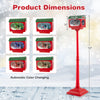59-inch red Christmas street lamp with sound-activated snow globe lantern and colorful lights for festive decoration.