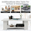 Large 36-inch white wooden coffee table with two-tier storage shelf, ideal for living rooms and versatile settings.