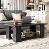 Large 36/41 Inch 2-tier Wooden Modern Coffee Table with Storage Shelf-Black - Gallery View 1 of 10