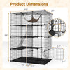 Large 4-tier black cat cage features a skylight, hammock, and climbing ladder for 1-4 cats to play and relax.