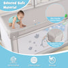 Large baby playpen with padded corner protector, breathable mesh, and colorful ocean balls for safe play and learning.