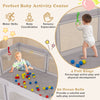 Large gray baby playpen featuring 4 pull rings and 50 colorful ocean balls for safe and active play.