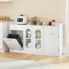 Large Buffet Cabinet Hidden Tilt Out Trash Can Cabinet with 2 Glass Doors-White - Gallery View 1 of 10
