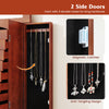 Jewelry storage cabinet with side doors, featuring 4 hooks for necklaces and magnetic catches for secure closure.