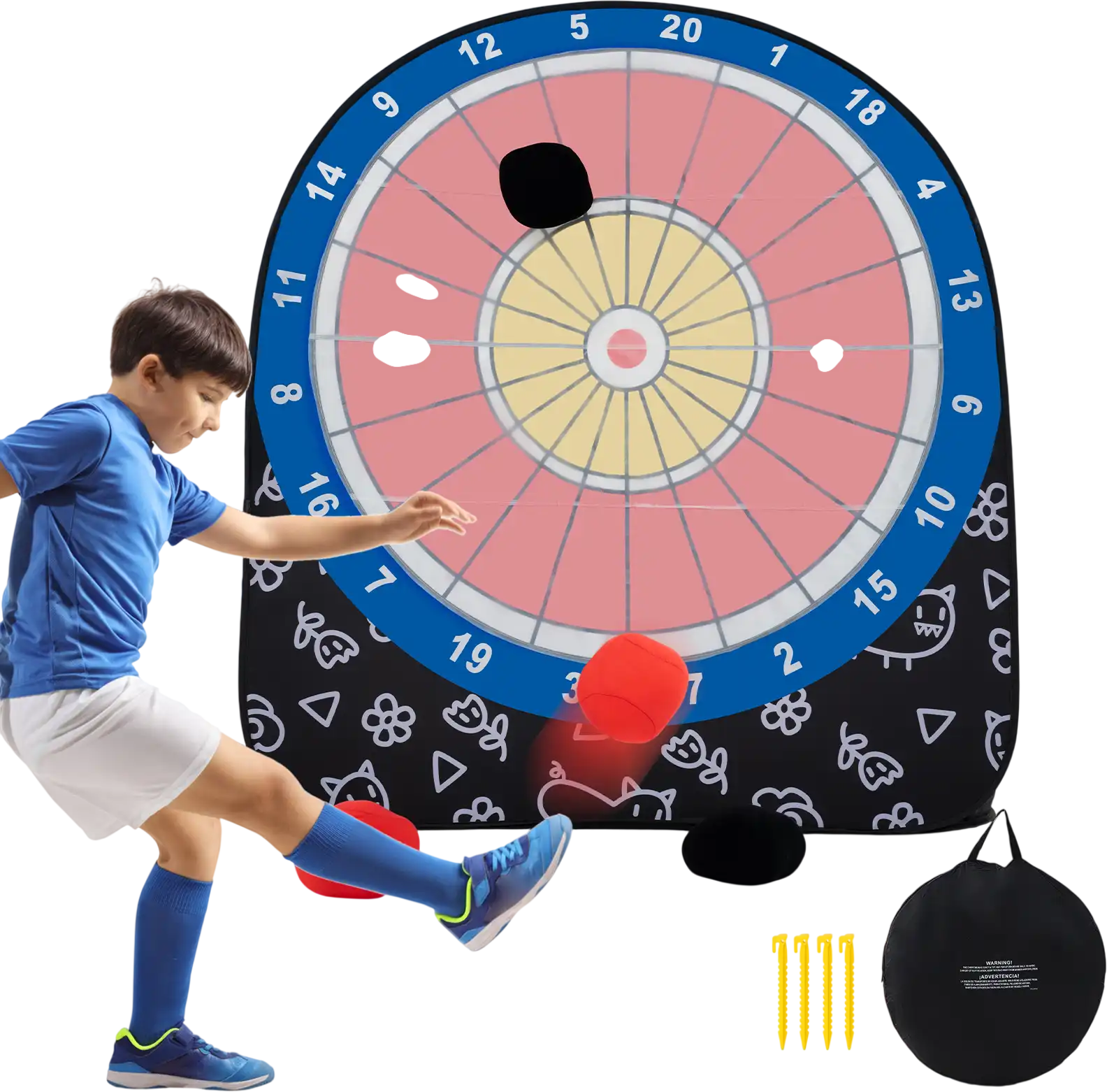 Costway Kids Large Dart Board Cornhole Set w/ 4 Kick Balls 64312875 New
