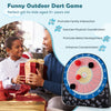 Large black dart board for kids with 4 sticky kick balls, perfect for outdoor games and family gatherings.