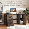 Gray 53-inch computer desk showcasing a large side cabinet and four storage drawers for efficient organization.