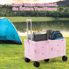 Large Foldable Utility Cart with 2-Tier Storage Crates and Telescoping Handle-Pink - Gallery View 1 of 10