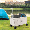 Large foldable utility cart with telescoping handle and two-tier storage crates, ideal for camping and shopping.