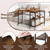 Rustic brown side table with sturdy metal frame and wheels, designed for easy mobility and versatile storage options.