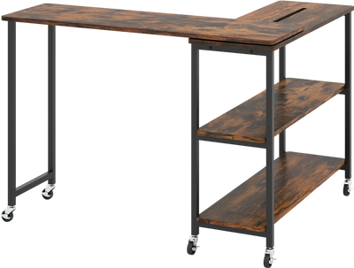 Costway Rotating Sofa Side Table w/ Wheels & Storage Shelf 28160359 New