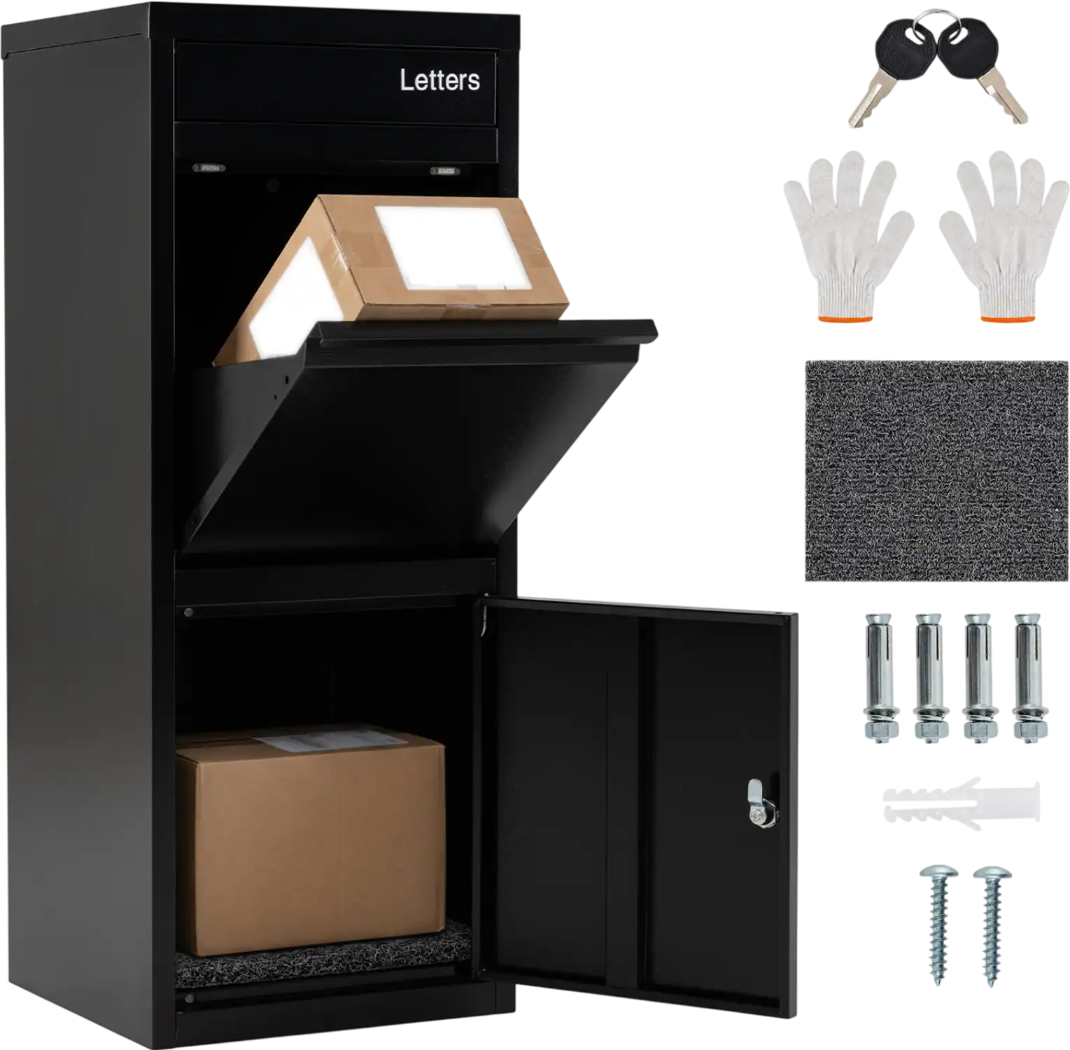 Costway Large Galvanized Lockable Outdoor Package Delivery Box Anti-Theft 92993913 New