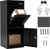 Large black galvanized package delivery box with anti-theft design, featuring mail and parcel slots for secure.