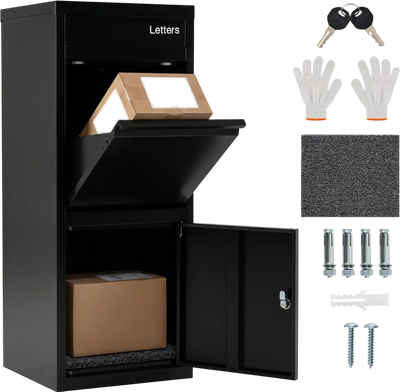 Costway Large Galvanized Lockable Outdoor Package Delivery Box Anti-Theft 92993913 New