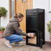 Large black galvanized package delivery box with anti-theft design, ideal for secure outdoor storage of mail and.