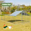 Large metal chicken coop with waterproof cover, measuring 20' x 10' x 6.4', ideal for various pets in outdoor settings.