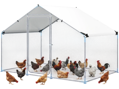 Costway 9.8' x 6.7' Large Metal Chicken Coop with Waterproof Cover 12922784 New