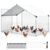 Large metal chicken coop with waterproof cover, featuring galvanized steel frame and spacious interior for poultry.