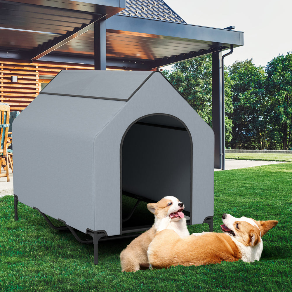 Large/Middle/Small Outdoor Elevated Pet House with Ventilated Windows-L - Gallery View 1 of 9