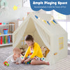 Large beige kids play tent with star lights and colorful flags, accommodating 1-2 children for hours of fun indoors.