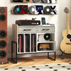 Large Record Player Stand with Charging Station Mid Century Modern Vinyl Storage Cabinet-White - Gallery View 1 of 10