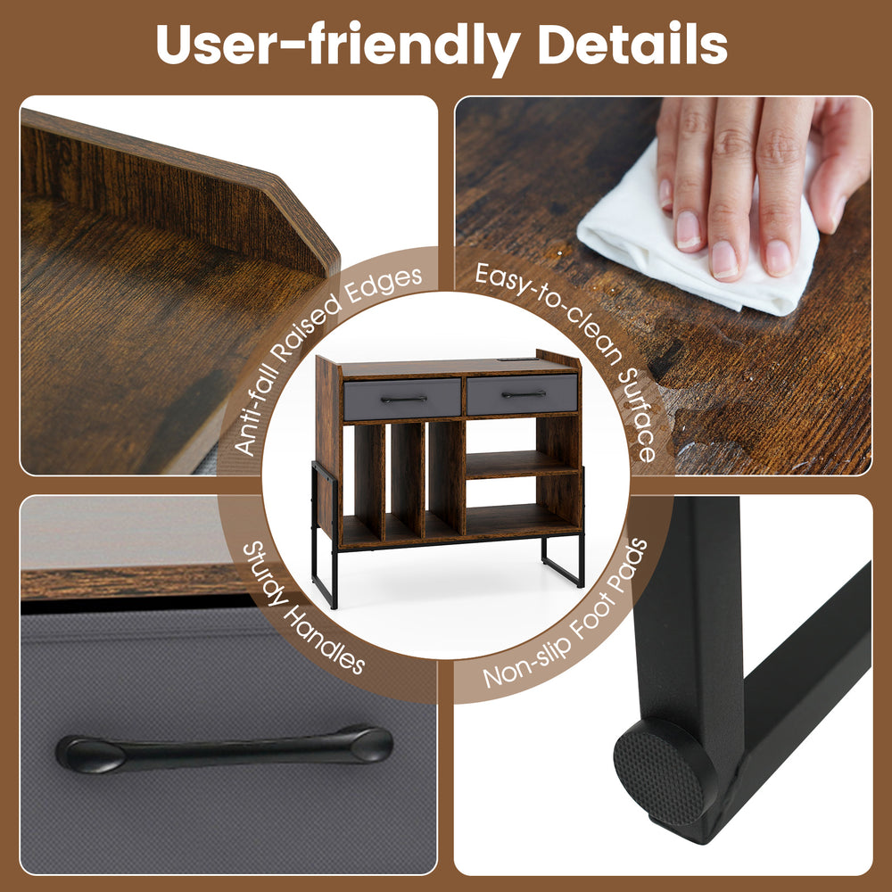 User-friendly details of the Large Record Player Stand, featuring easy-to-clean surface and sturdy handles for vinyl.