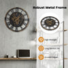Large 27" gear wall clock with world map design, robust metal frame, smooth edges, ideal for stylish home decor.